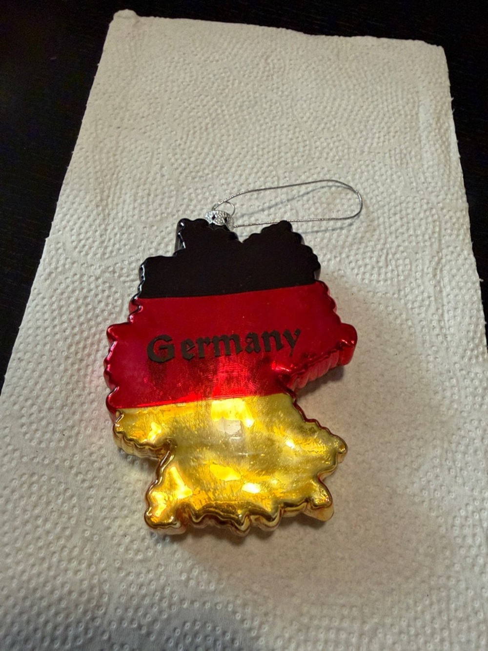 Germany Flag Map Ornament - Black Red Gold Hanging Decor